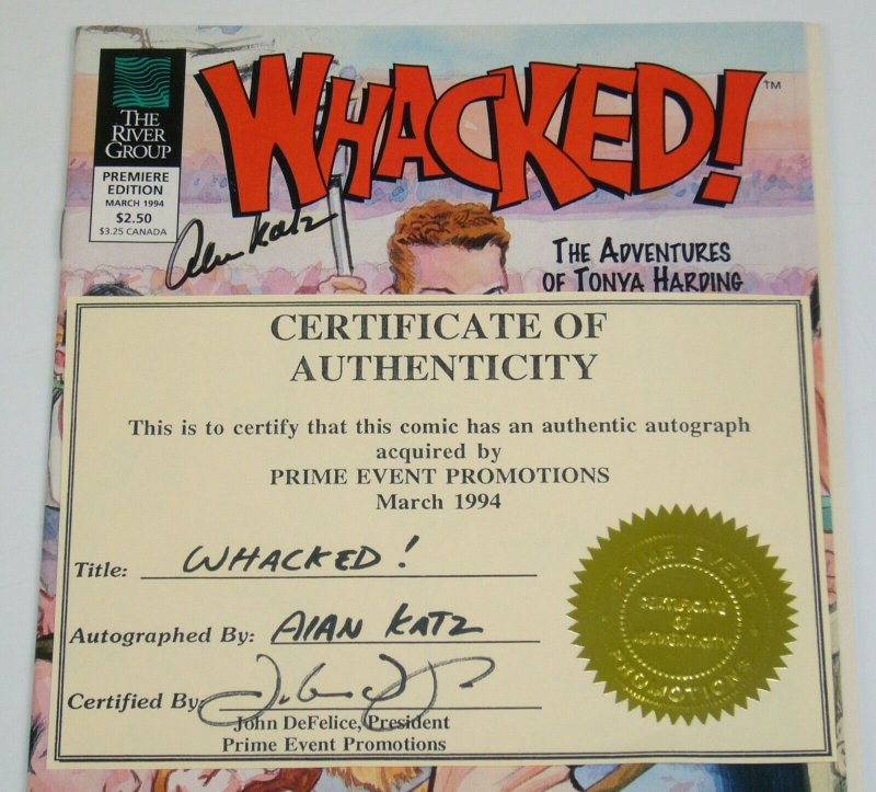 Whacked! #1 VF/NM; signed by Alan Katz with COA - Tonya Harding case parody 