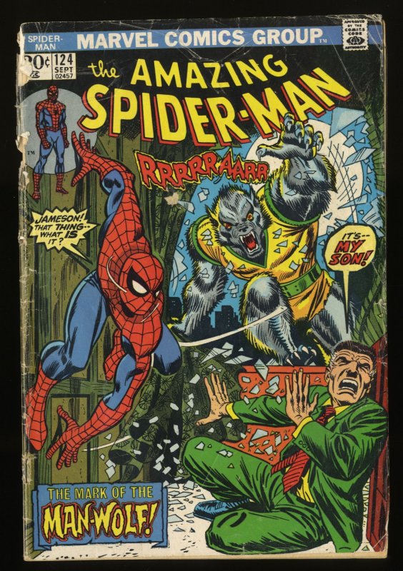 Amazing Spider-Man #124 GD- 1.8 1st Appearance Man-Wolf! Romita Art!