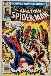 AMAZING SPIDER-MAN #215 VF+ 8.5 NEWSSTAND SUB-MARINER, FRIGHTFUL FOUR APPEARANCE