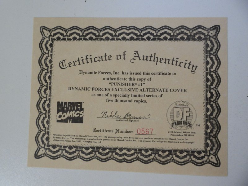 The Punisher #1 Dynamic Forces Cover (2001) W/COA NM Condition