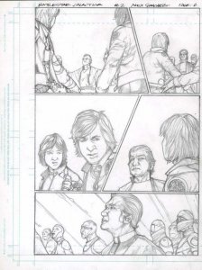 Battlestar Galactica #2 pg 6 Original Penciled art ALEX SANCHEZ Adama Starbuck 