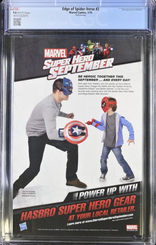 (2015) Edge of Spider-Verse (1st SPIDER-GWEN) #2 3rd Print VARIANT COVER CGC 9.6