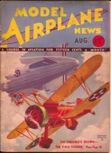 Model Airplane News-8/1932-pulp air war style cover-Stewart Rouse-VG+