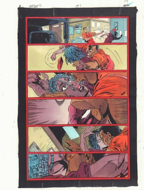 Steel #51 p.19 Color Guide Art - Natasha Irons Kisses a Boy 1997 by John Kalisz