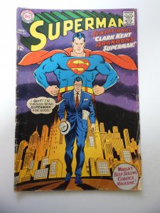 Superman #201 (1967) GD/VG Condition cover detached at 1 staple