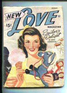 PULP:  NEW LOVE-AUG 1945-ROMANTIC PULP FICTION-PIN-UP GIRL CARNIVAL COVER-vg
