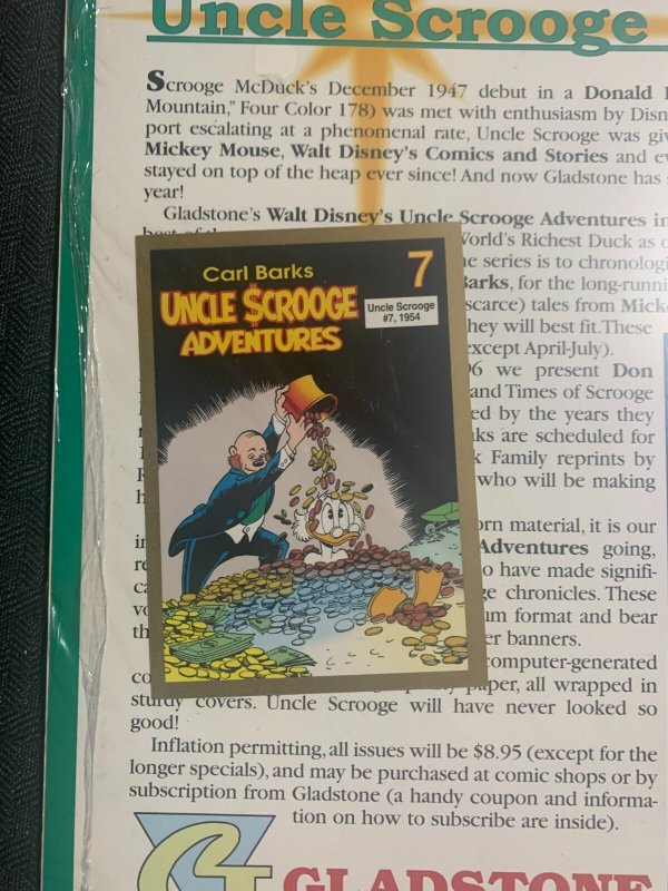 1980's UNCLE SCROOGE ADVENTURES Gladstone #7 by Carl Barks SEALED with Card