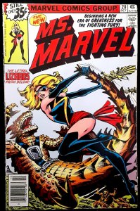 Ms. Marvel #20 (1978) KEY NEW BLACK AVENGER-COSTUME!