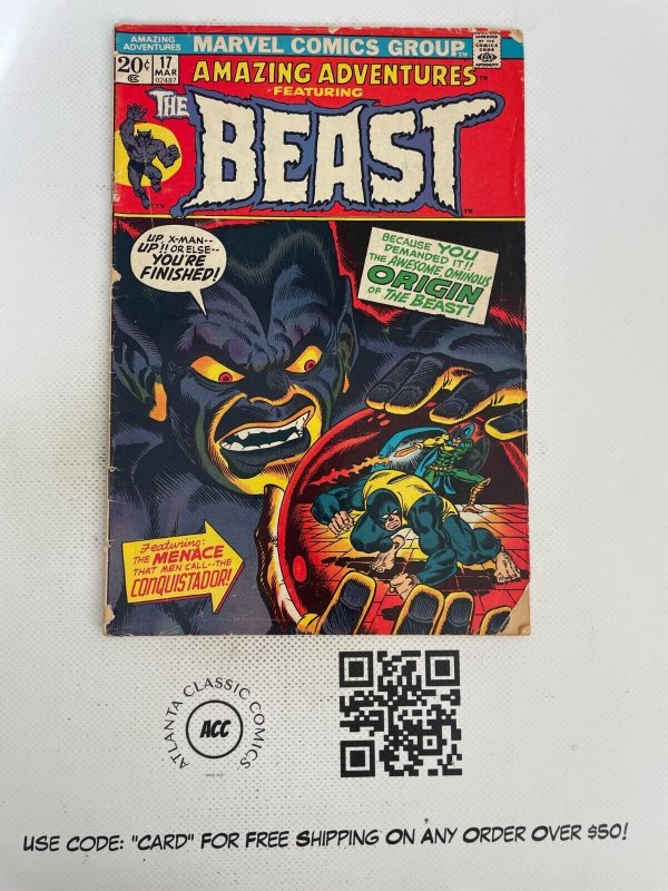 Amazing Adventures #17 VG- Marvel Comic Book Feat. Beast X-Men Wolverine 11 J214