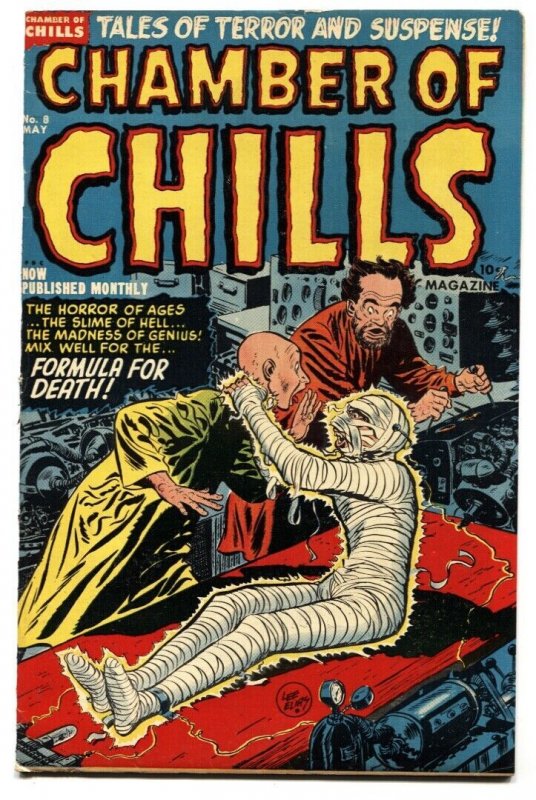 CHAMBER OF CHILLS #8 Pre-Code horror-Mummy cover-Decapitation-1952