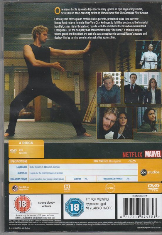 Iron Fist Season 1 DVD(UK Import)