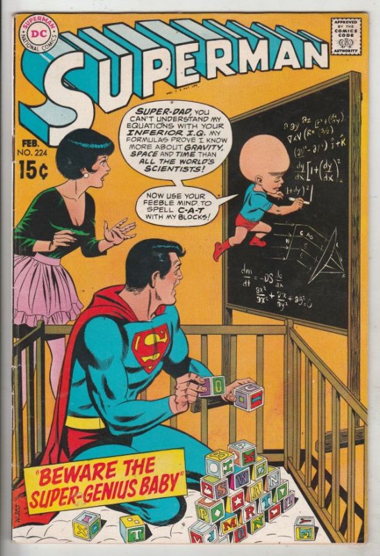 Superman #224 (Feb-70) VF/NM High-Grade Superman, Jimmy Olsen,Lois Lane, Lana...