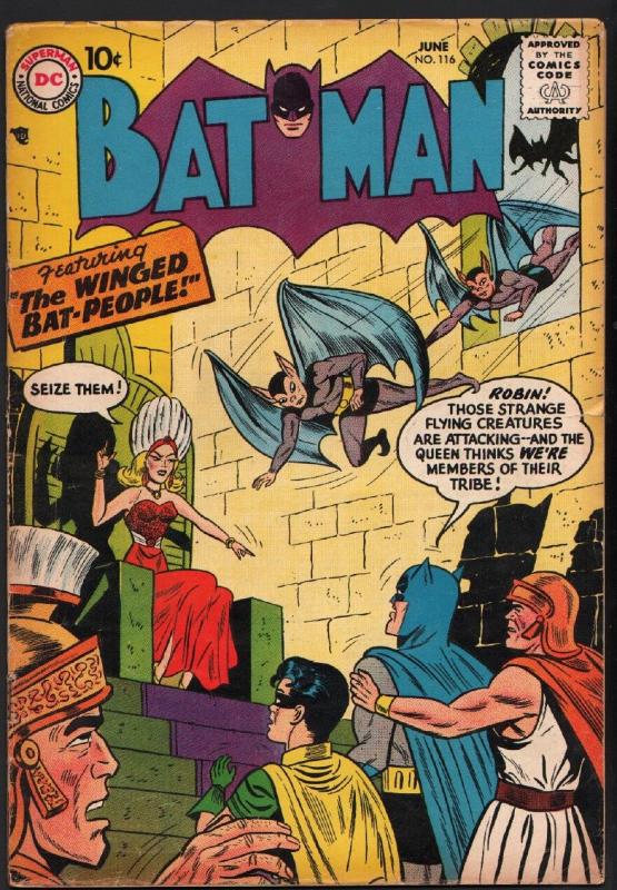 BATMAN  #116-1958-THE WINGED BAT PEOPLE-THRONE ROOM COVER-DC
