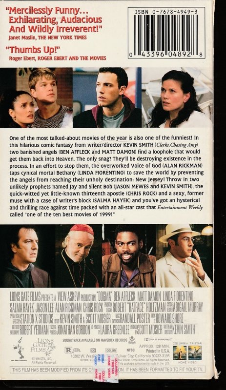 Dogma VHS  Director/Comic Book writer Kevin Smith's Controversial Movie !