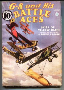 G-8 and His battle Aces 10/1936-Air War battle cover-Rare Pulp Magazine
