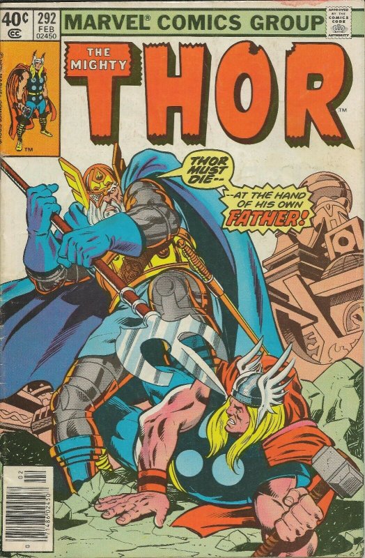 Thor #292 ORIGINAL Vintage 1980 Marvel Comics Odin