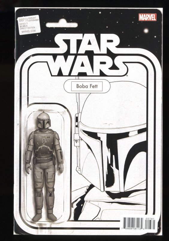 Star Wars #7 NM+ 9.6 Boba Fett B&W Action Figure Variant