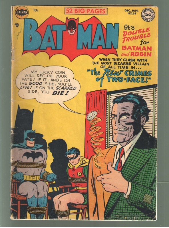 BATMAN 68;VG/F 5.0 Classic TWO FACE cover! WHAT A COVER!!