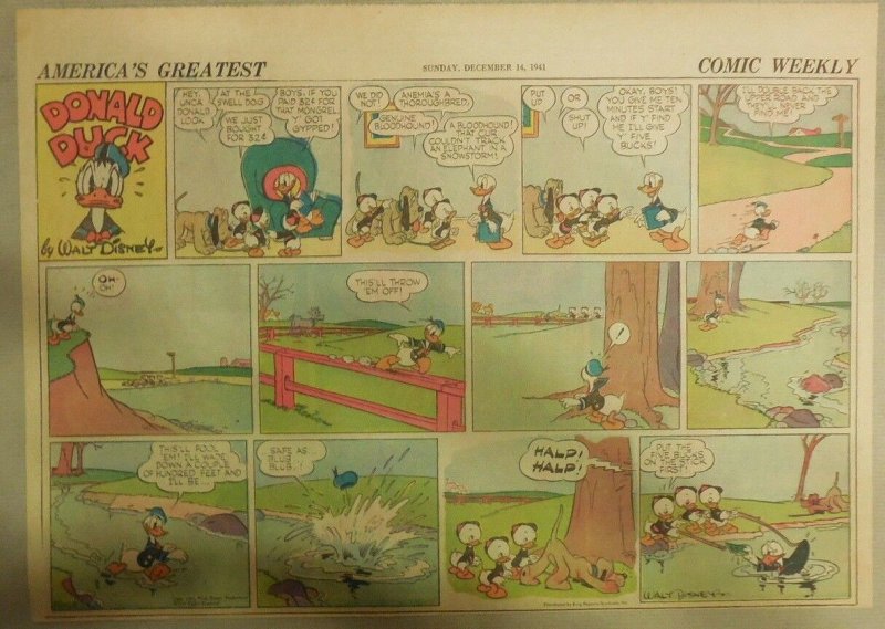 Donald Duck Sunday Page by Walt Disney from 12/14/1941 Half Page Size 