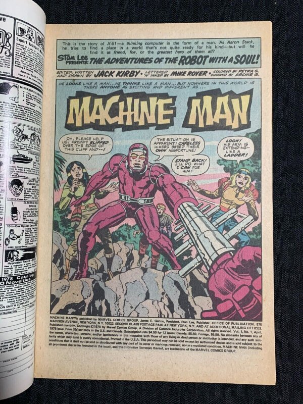 1978 MACHINE MAN The Living Robot #1 FN+ 6.5 Marvel Comics / Jack Kirby