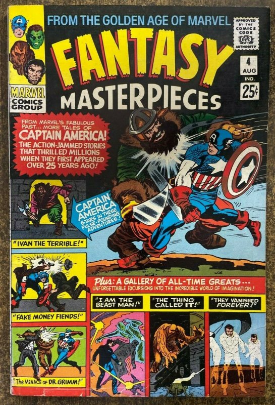 FANTASY MASTERPIECES #4 (Marvel,8/1966) FINE MINUS (F-) Golden Age Cap!