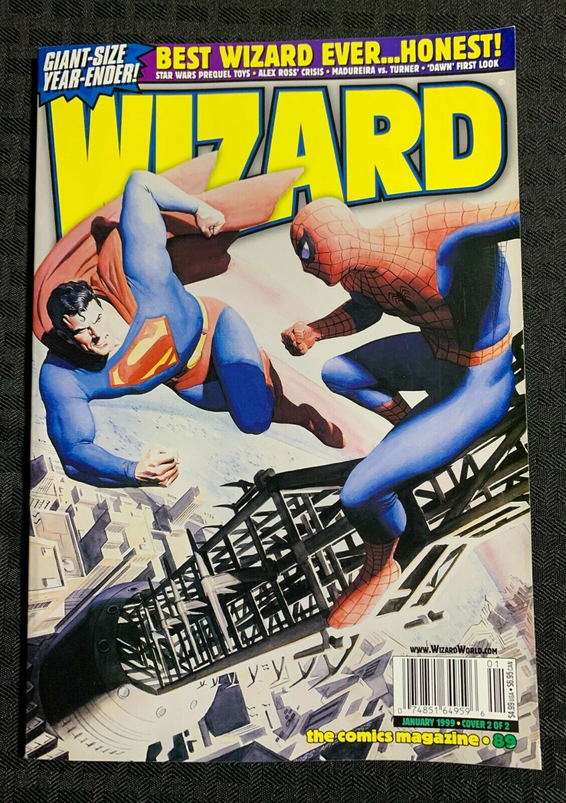 1999 WIZARD Magazine #89 FN+  Alex Ross Superman vs Spiderman Cover #2 |  Comic Books - Modern Age, Superman / HipComic