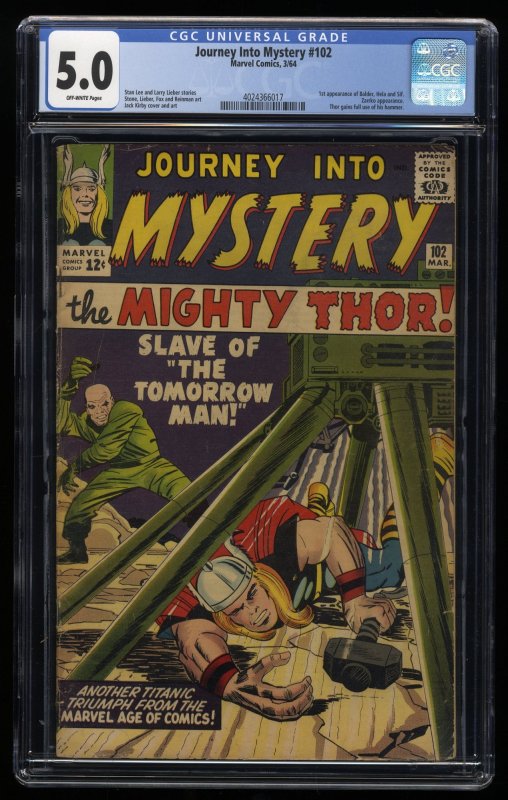 Journey Into Mystery #102 CGC VG/FN 5.0 Off White 1st Appearance Sif and Hela!