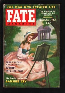 Fate 11/1955-Pin-up girl style cover art-Journey Into the Past-Murder-ghosts-Pul