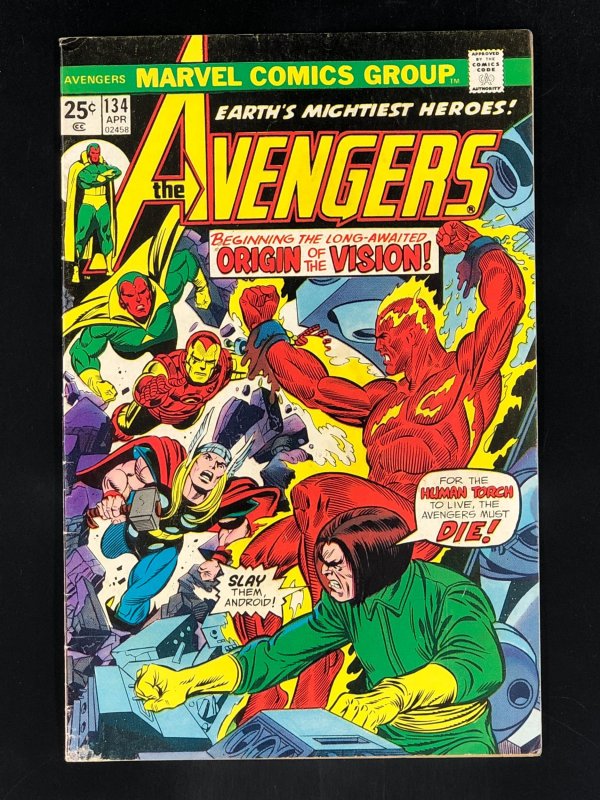 The Avengers #134 (1975) Vision Learns He Was Created From the 1st Human Torch