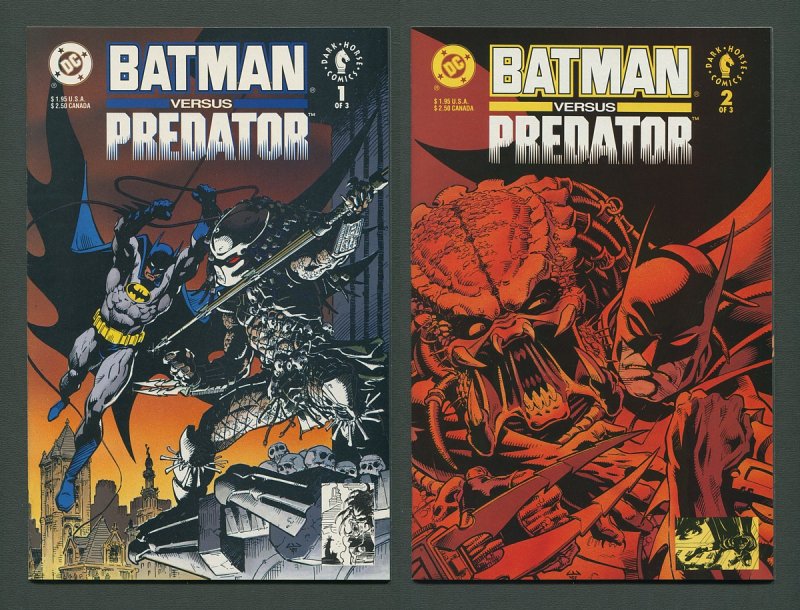 Batman vs Predator #1  #2 (SET) / 9.4 NM - 9.6 NM+ Newsstand  December 1991