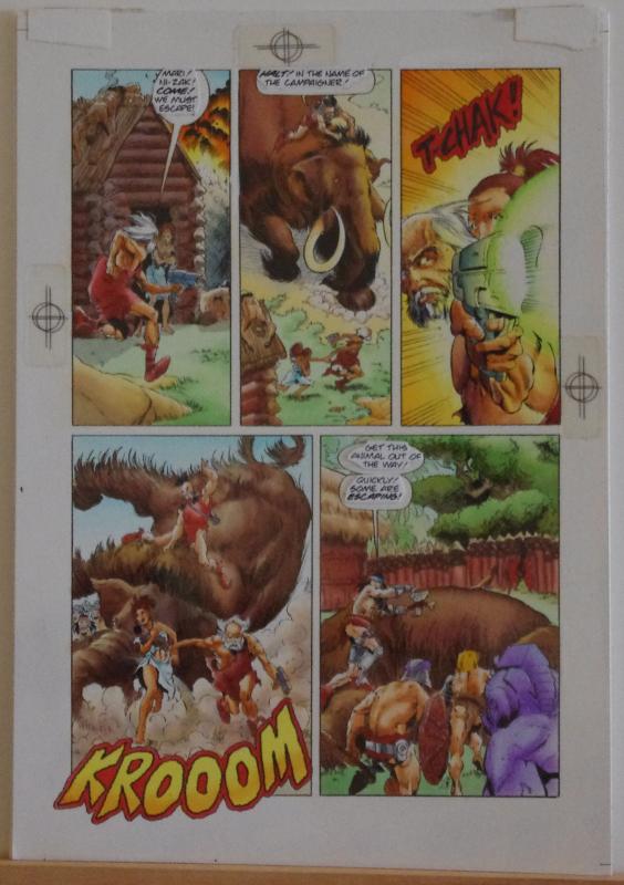 RAGS MORALES / KEN BRANCH original transparency art, TUROK, #24 pg 16, Battle