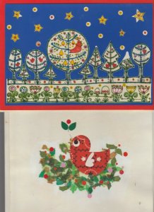 CHRISTMAS Partridge Pear Tree & Stars 8.5x9 Greeting Card Art #B10 C14 LOT of 2