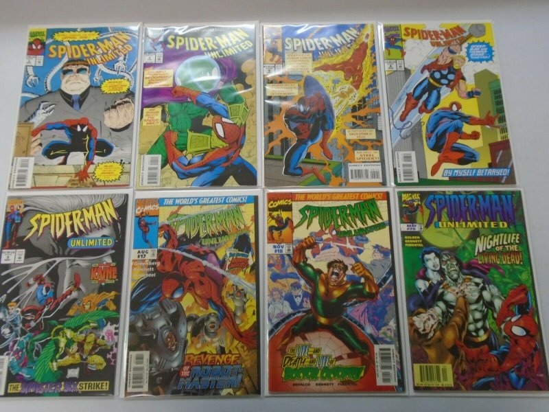 Spider-Man Unlimited comic lot 8 different issues average 8.0 VF (1993-98 1st Se