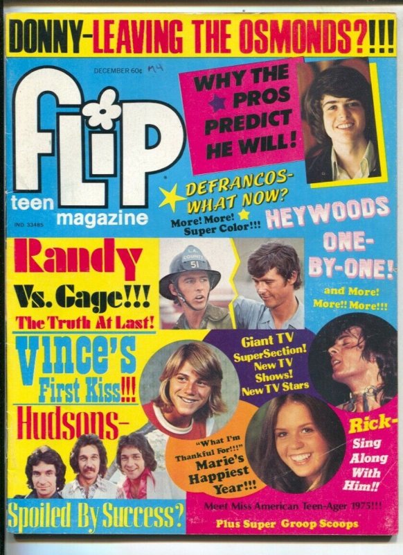 Flip 12/1974-Youthways-Donny Osmond-Vincent Van Patten-Rick Springfield-rock ...