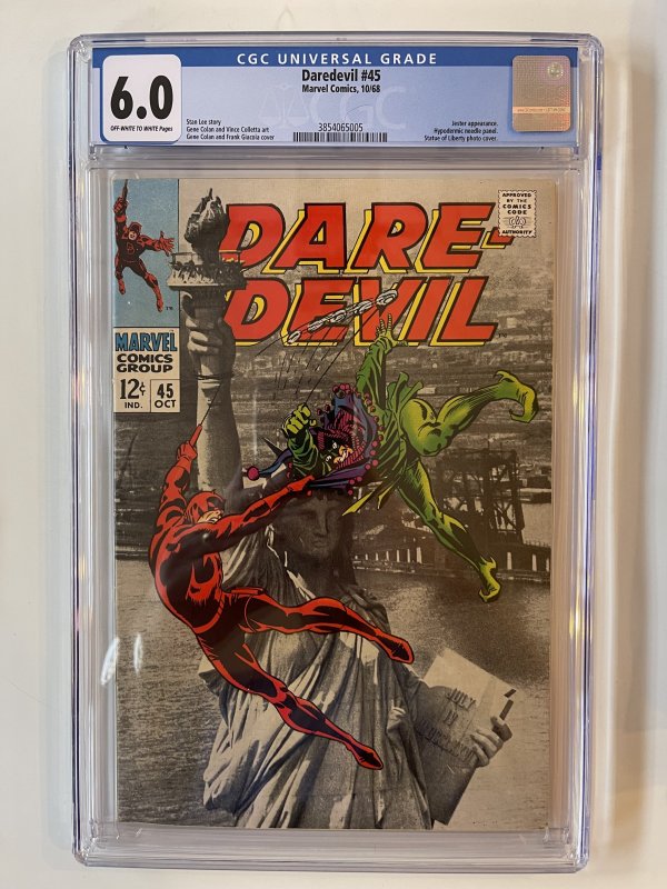 Daredevil #45 CGC 6.0 -- 1968 -- Jester. Statue of Liberty photo