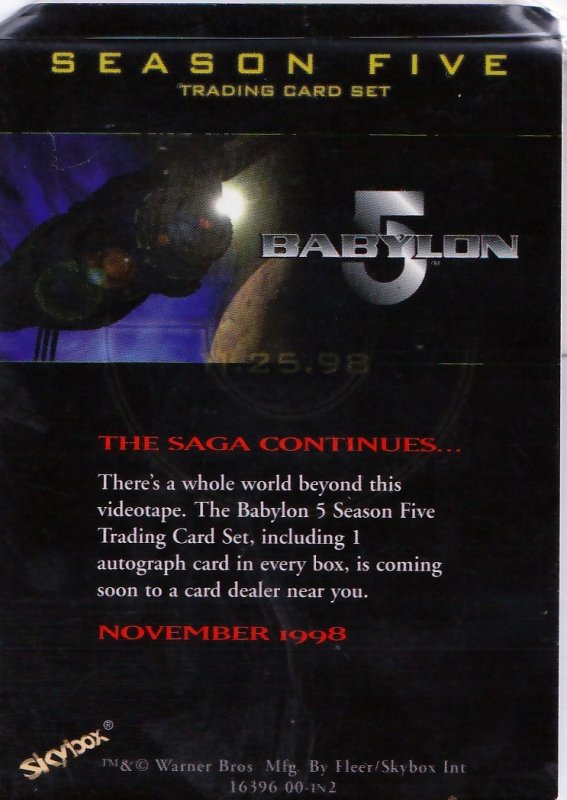 Autographed Babylon 5 Season Five Promotional Card Late S. Furst