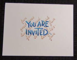 PARTY INVITE You Are Invited Lettering Good Times 10x8 Greeting Card Art #4265