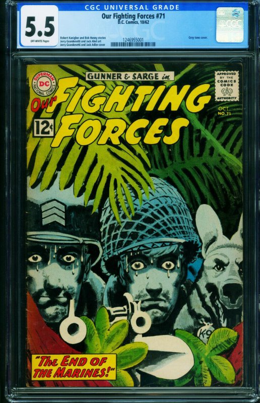 OUR FIGHTING FORCES #71-CGC 5.5-Roy Lichtenstein -DC-POOCH Fires Gun 1246955001