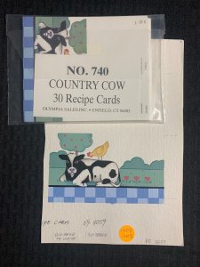 RECIPE CARD Country Cow with Chicken 7x10 Greeting Card Art #4059 w/ 30 Cards