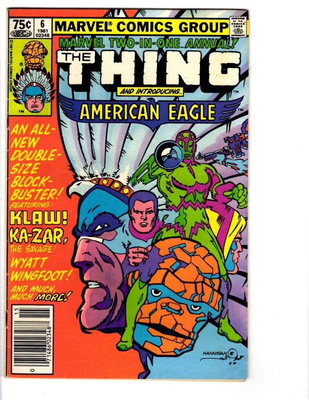 5 Marvel Two-in-One Comic Books Annual # 3 4 5 6 7 Thing Nova Hulk Thor BH17
