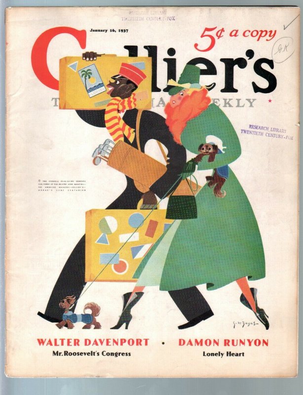 Colliers 1/16/1937-golf clubs-African-American interest cover by de Zayas-Bal...