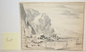 Pencil of Landscape with Dock - Double Sided art by Roy Krenkel