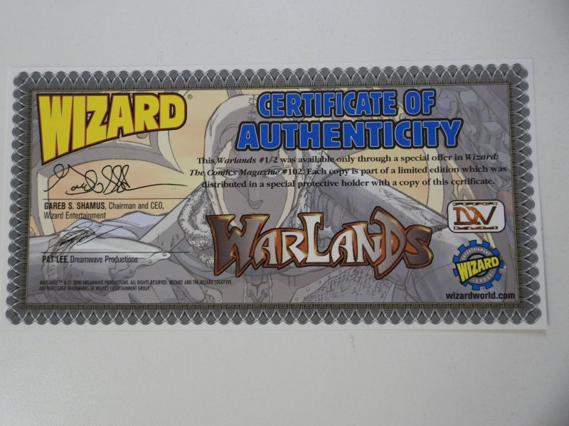 Warlands #½ (2000) Wizard Exclusive W/COA VF/NM Condition