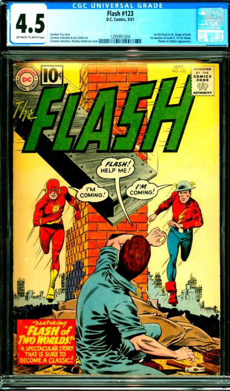 Flash #123 CGC Graded 4.5 1st Golden Age Flash in Silver Age, 1st Earth II