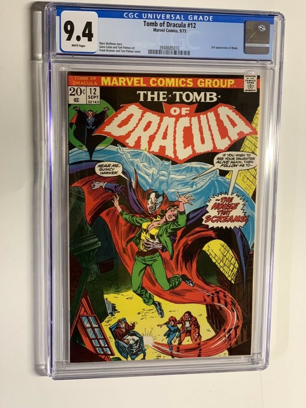 tomb of dracula 12 cgc 9.4 white pages 2nd appearance Of blade 1973 Marvel 010