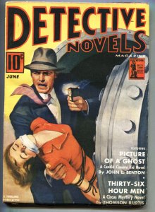 Detective Novels 6/1942-Bound woman GGA cover-Crime Pulp Magazine