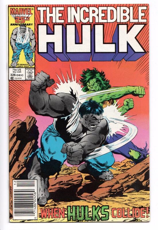 Incredible Hulk #326 - Green Hulk vs Grey Hulk - (Marvel, 1986) FN/VF