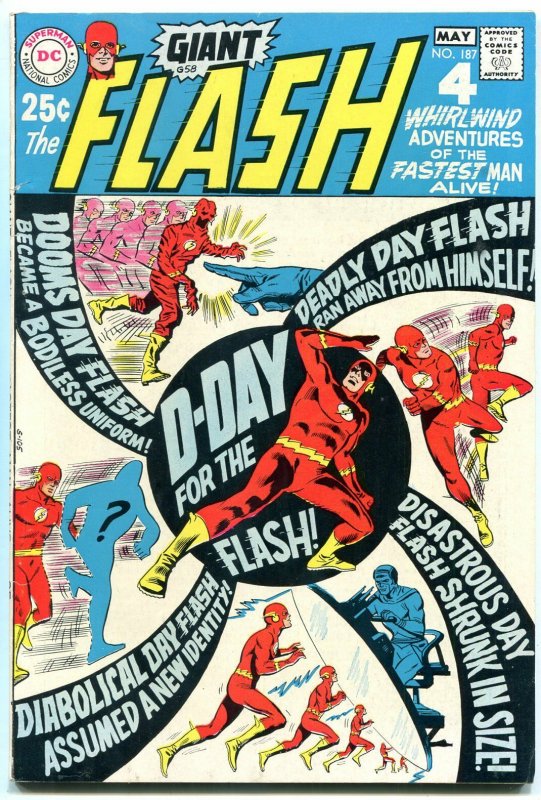 FLASH #187 1969-DC COMICS-GIANT SIZE ISSUE WHITE PAGES FN+
