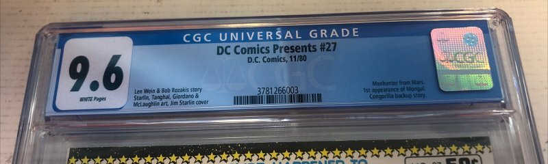 DC Comics Presents( 1980 ) # 27 (CGC 9.6) Manhunter From Mars | 1st App Mongul