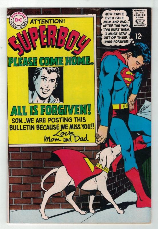 SUPERBOY 146 F+ NEAL ADAMS COVER   April 1968